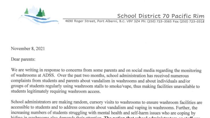 Letter from Superintendent and ADSS Principal
